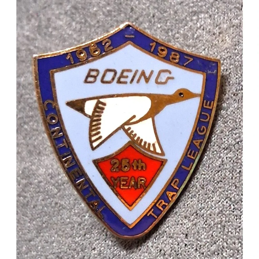 Vintage Boeing Continental Trap League 25th Year Lapel Pin 1962 1987 Enamel